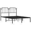 vidaXL Cadre de lit m&eacute;tal sans matelas avec t&ecirc;te de lit noir 135x190cm