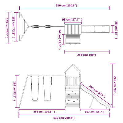 vidaXL Aire de jeux d'extérieur bois de pin massif