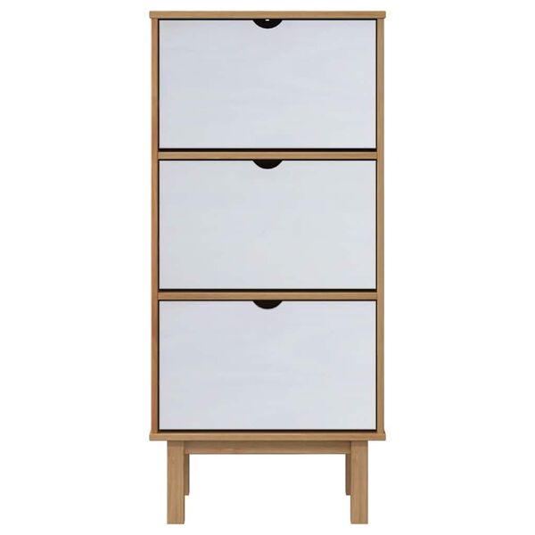 vidaXL Armoire à chaussures OTTA et 3 tiroirs Marron et blanc Bois pin