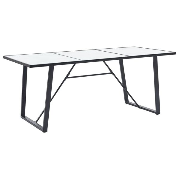 vidaXL Table à manger Blanc 180x90x75 cm Verre trempé