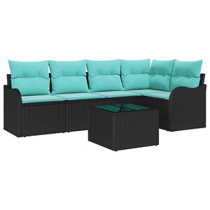 vidaXL Ensemble de canap&eacute; de jardin avec stockage 6 pcs Noir polyrotin