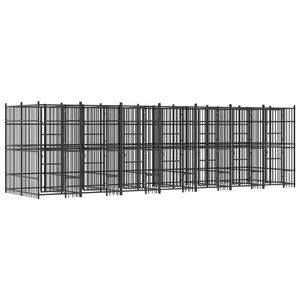 vidaXL Chenil d'ext&eacute;rieur pour chiens Acier 12,9 m&sup2;