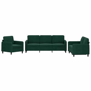 vidaXL Ensemble de canap&eacute;s 3 pcs vert fonc&eacute; velours