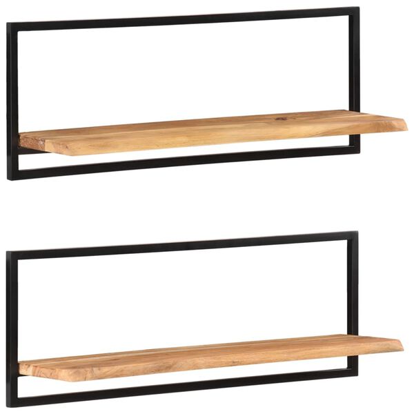 vidaXL &Eacute;tag&egrave;res murales 2 pcs 100x24x35 cm Bois d'acacia et acier