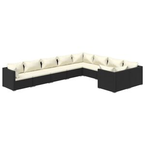 vidaXL Salon de jardin 9 pcs avec coussins R&eacute;sine tress&eacute;e Noir
