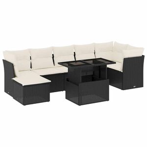 vidaXL Salon de jardin 8 pcs avec coussins noir r&eacute;sine tress&eacute;e