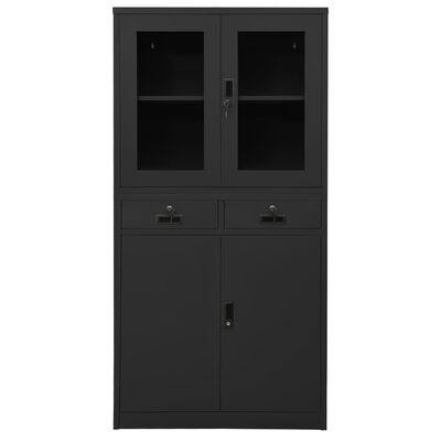 vidaXL Armoire de bureau Anthracite 90x40x180 cm Acier et verre trempé