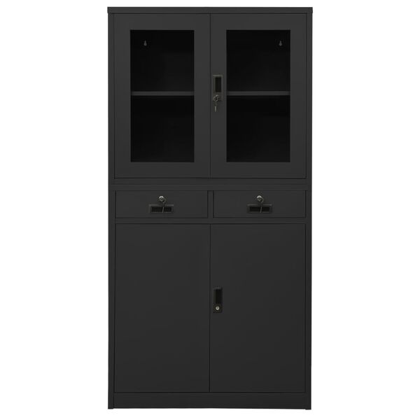 vidaXL Armoire de bureau Anthracite 90x40x180 cm Acier et verre trempé