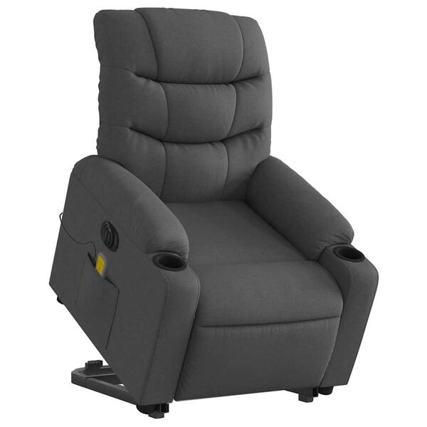 vidaXL Fauteuil inclinable de massage électrique gris foncé tissu