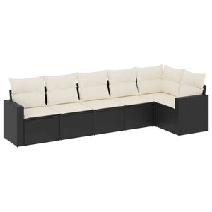 vidaXL Salon de jardin 6 pcs avec coussins noir r&eacute;sine tress&eacute;e