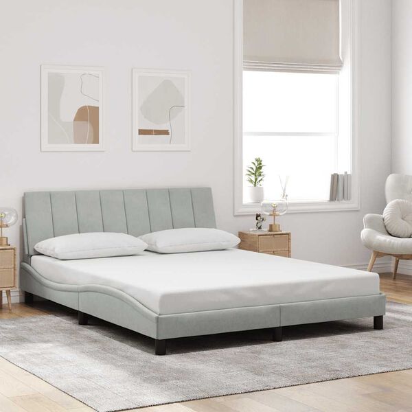 vidaXL Cadre de lit sans matelas Hanko gris clair 152x203 cm velours