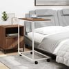 vidaXL Table d'appoint avec roues Blanc 55x35x70 cm Bois d'ing&eacute;nierie