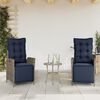 vidaXL Chaises inclinables de jardin lot de 2 et repose-pied rotin