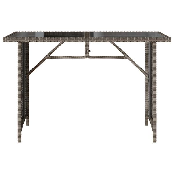 vidaXL Table de jardin avec dessus en verre gris 110x68x70 cm rotin