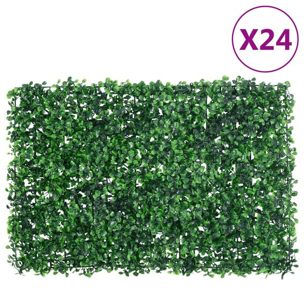&nbsp;vidaXL Cl&ocirc;ture &agrave; feuilles d'arbustes artificiels 24 pcs Vert 40x60 cm