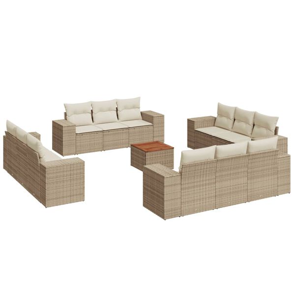 vidaXL Salon de jardin avec coussins 13 pcs beige r&eacute;sine tress&eacute;e