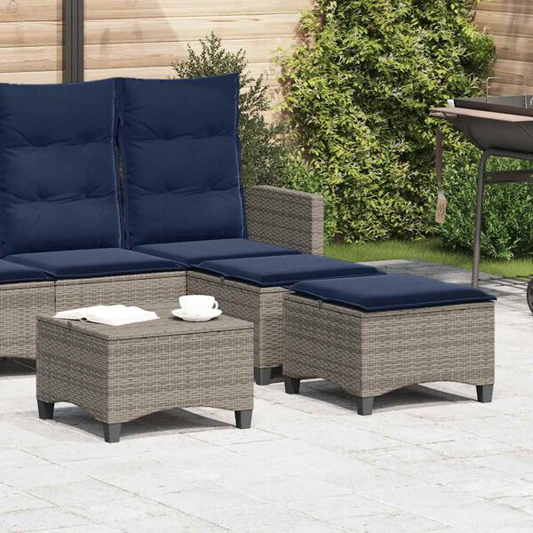 vidaXL Tabourets jardin coussins 2 pcs gris 55x55x36 cm r&eacute;sine tress&eacute;e