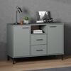 vidaXL Buffet avec pieds en m&eacute;tal Gris 113x40x77 cm Bois massif OSLO
