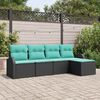 vidaXL Ensemble de Canapés 5 pcs Noir et turquoise polyrotin