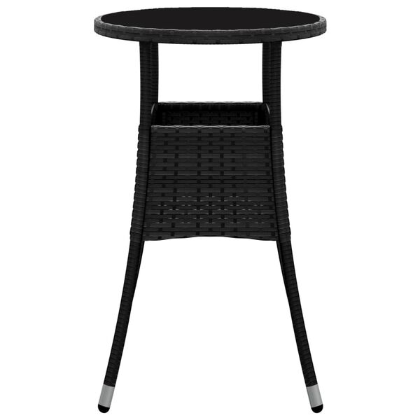 vidaXL Table de jardin &Oslash;60x75 cm Verre tremp&eacute;/r&eacute;sine tress&eacute;e Noir