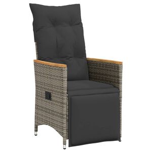 vidaXL Chaise inclinable de jardin avec coussins gris r&eacute;sine tress&eacute;e