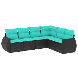 vidaXL Salon de jardin 6 pcs avec coussins noir r&eacute;sine tress&eacute;e