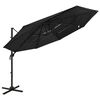 vidaXL Parasol de jardin &agrave; 4 niveaux avec m&acirc;t en aluminium noir 3x3 m
