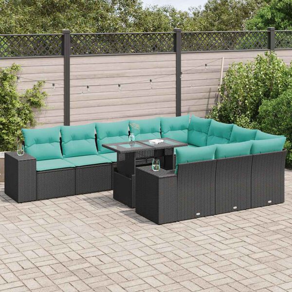 vidaXL Ensemble de canap&eacute;s de jardin 11 pcs et coussins rotin acacia
