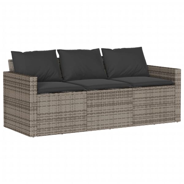 vidaXL Salon de jardin 6 pcs avec coussins gris r&eacute;sine tress&eacute;e