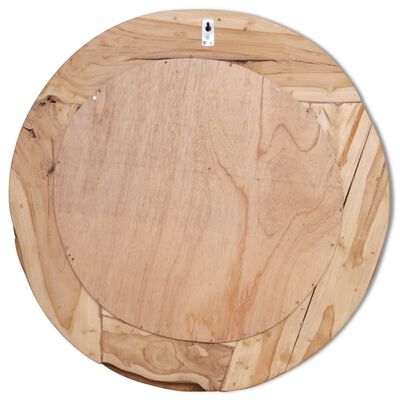 vidaXL Miroir décoratif Teck 80 cm Rond