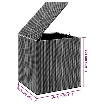 vidaXL Boîte à coussins de jardin Résine tressée 100x97,5x104 cm Noir