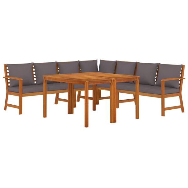 vidaXL Ensemble à manger de jardin coussins 7 pcs Bois acacia