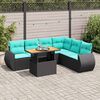 vidaXL Salon de jardin 7 pcs avec coussins noir r&eacute;sine tress&eacute;e