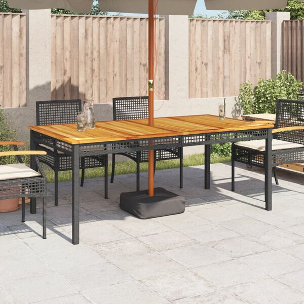 vidaXL Table de jardin noir 180x90x75 cm r&eacute;sine tress&eacute;e et bois acacia