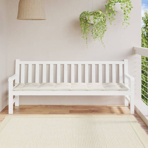 vidaXL Coussin de banc de jardin crème mélangé 200x50x7 cm tissu