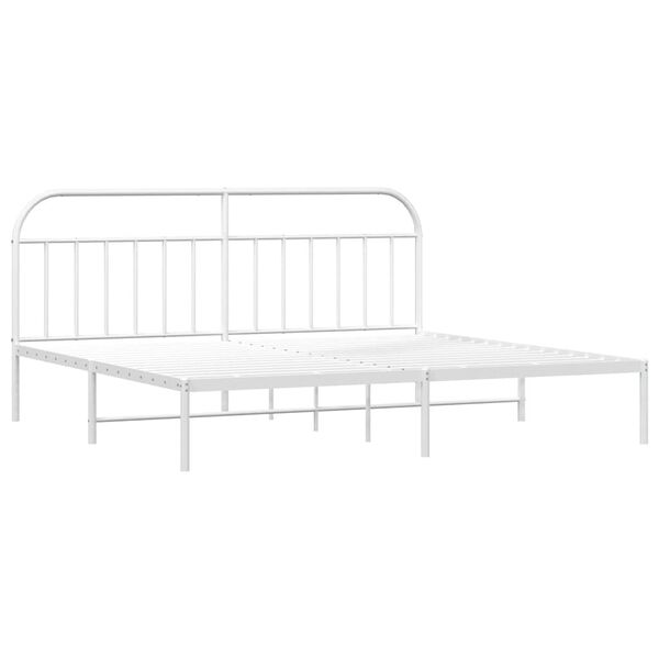 vidaXL Cadre de lit m&eacute;tal sans matelas et t&ecirc;te de lit blanc 193x203 cm