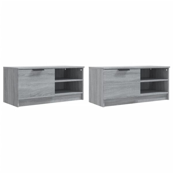 vidaXL Meubles TV 2 pcs Sonoma gris 80x35x36,5 cm Bois d'ing&eacute;nierie