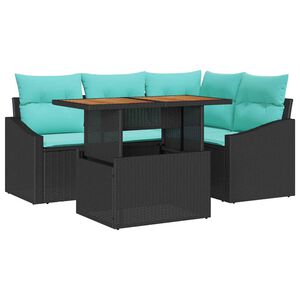 vidaXL Ensemble de salle &agrave; manger pour jardin 5 pcs Noir et Sarcelle