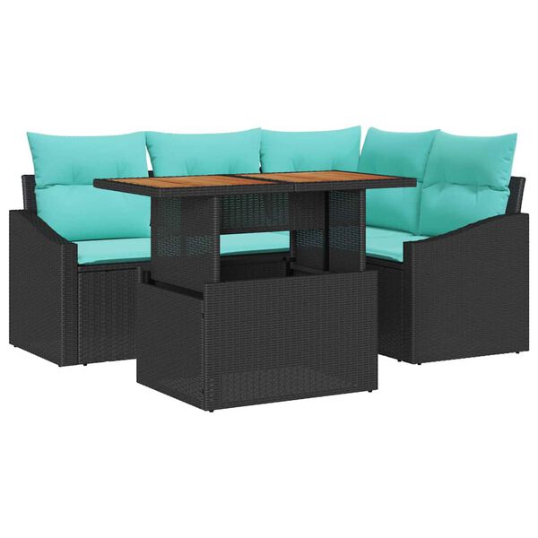 vidaXL Ensemble de salle &agrave; manger pour jardin 5 pcs Noir et Sarcelle