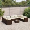 vidaXL Salon de jardin 10 pcs avec coussins marron r&eacute;sine tress&eacute;e