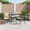 vidaXL Ensemble &agrave; manger de jardin coussins 5pcs Noir R&eacute;sine tress&eacute;e