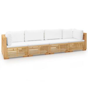 vidaXL Salon de jardin 4 pcs avec coussins Bois de teck solide