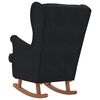 vidaXL Fauteuil &agrave; bascule &agrave; oreilles en velours noir bois massif