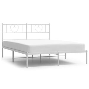 vidaXL Cadre de lit m&eacute;tal sans matelas et t&ecirc;te de lit blanc 150x200 cm
