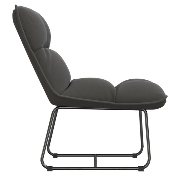 vidaXL Chaise de d&eacute;tente avec cadre en m&eacute;tal Gris fonc&eacute; Velours