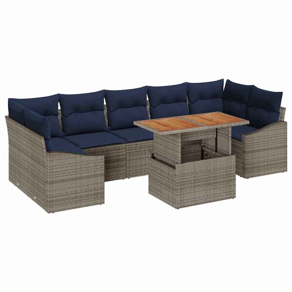 vidaXL Ensemble de salle &agrave; manger pour jardin 8 pcs Gris et marine