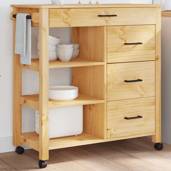 vidaXL Chariot de cuisine MONZA 84x40x88,5 cm bois massif de pin