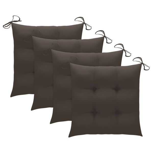 vidaXL Chaises de jardin lot de 4 et coussins taupe bois teck solide