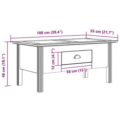 vidaXL Table basse BODO blanc 100x55x46 cm bois de pin massif