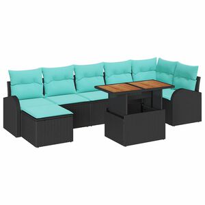 vidaXL Ensemble de canap&eacute; de jardin 8 pcs Noir Poly rotin